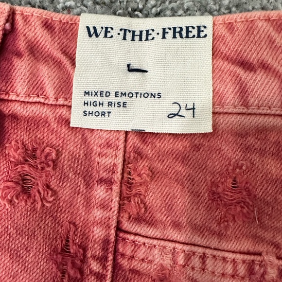 Free People Mixed Emotions Distressed High-Low Denim Shorts - Size 24 - Picture 7 of 15
